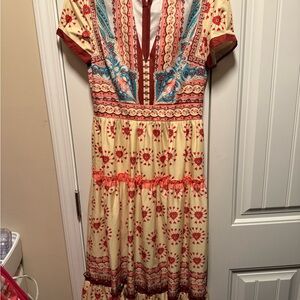 Latiste by Amy Vintage Boho Print Maxi Dress with pearl